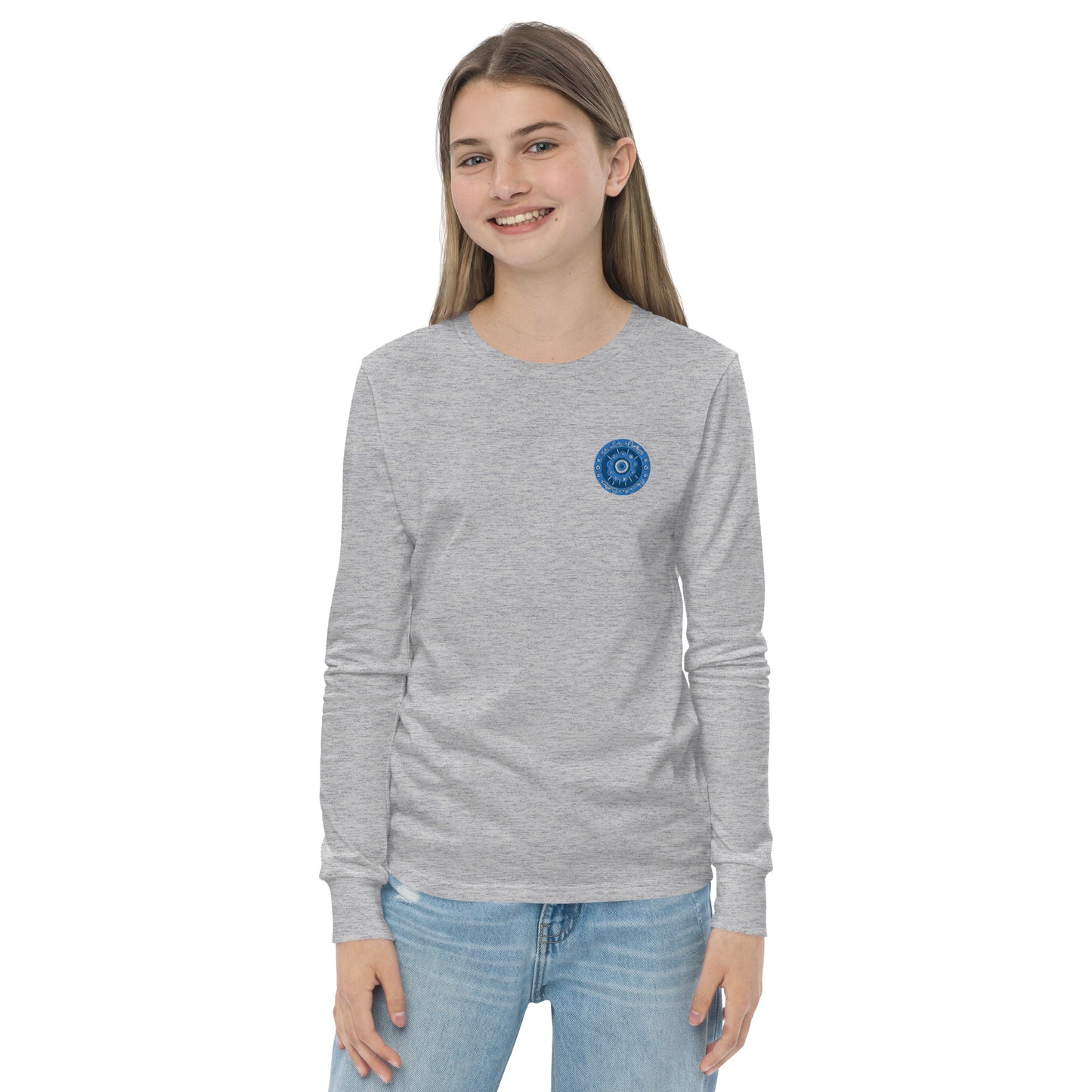 Evil Eye Flower Embroidery Youth Long Sleeve