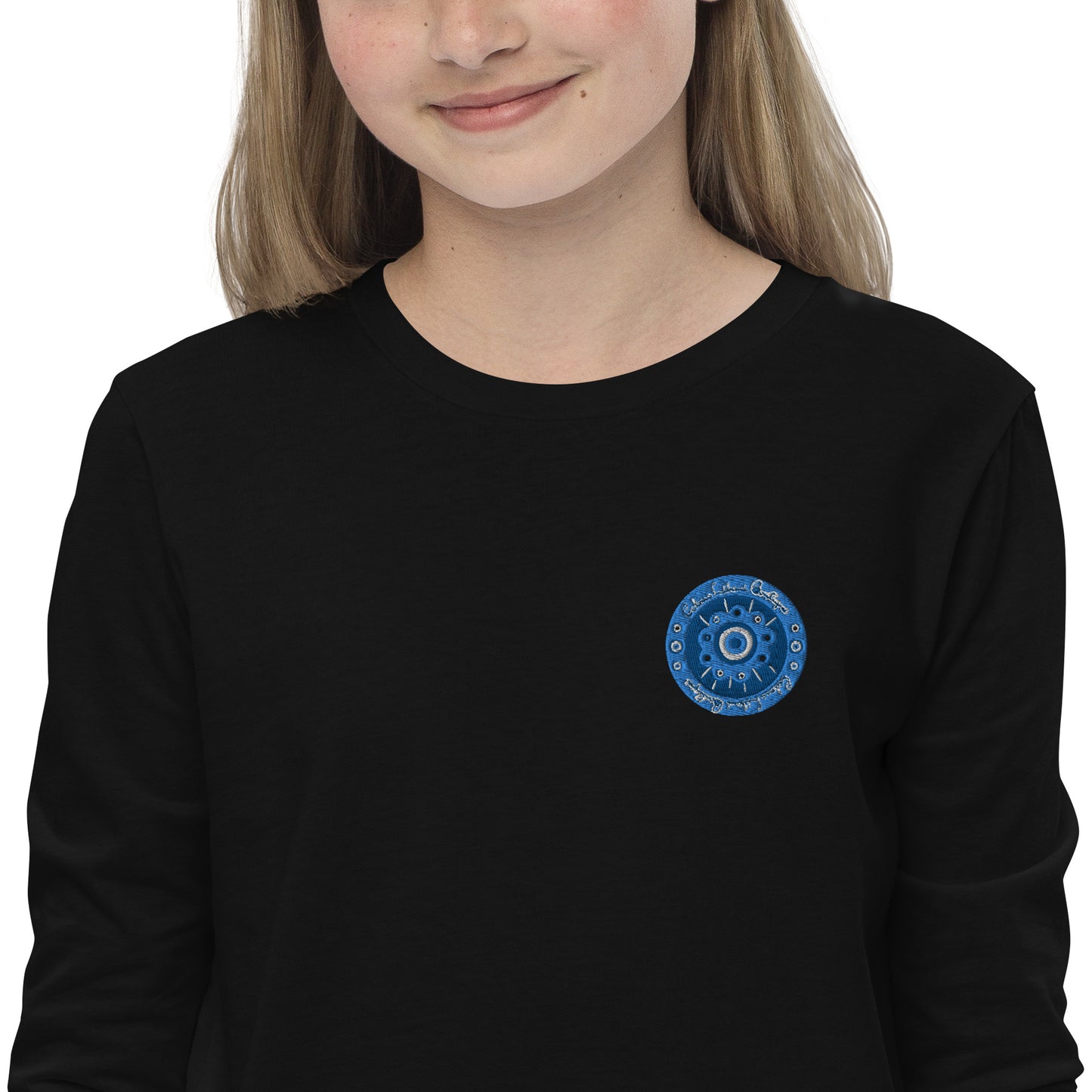 Evil Eye Flower Embroidery Youth Long Sleeve