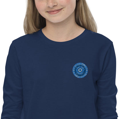 Evil Eye Flower Embroidery Youth Long Sleeve