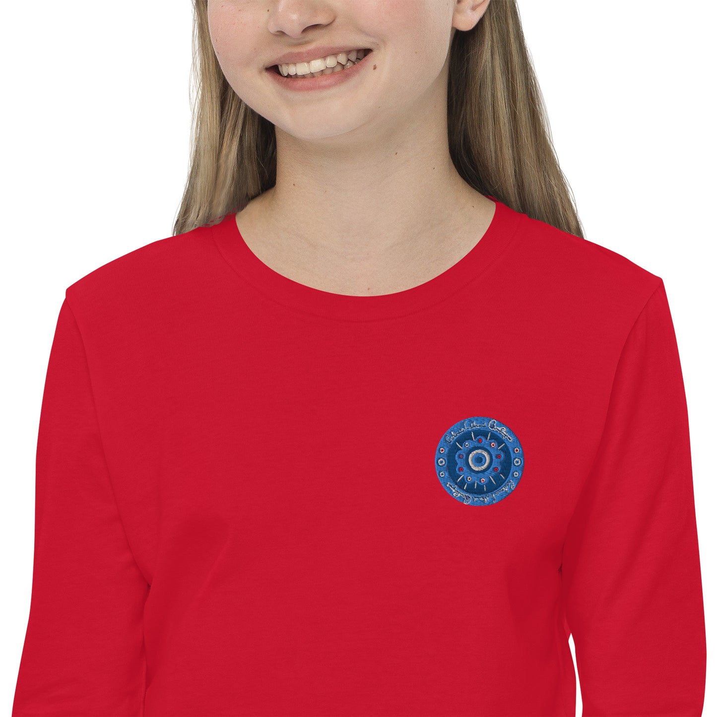 Evil Eye Flower Embroidery Youth Long Sleeve