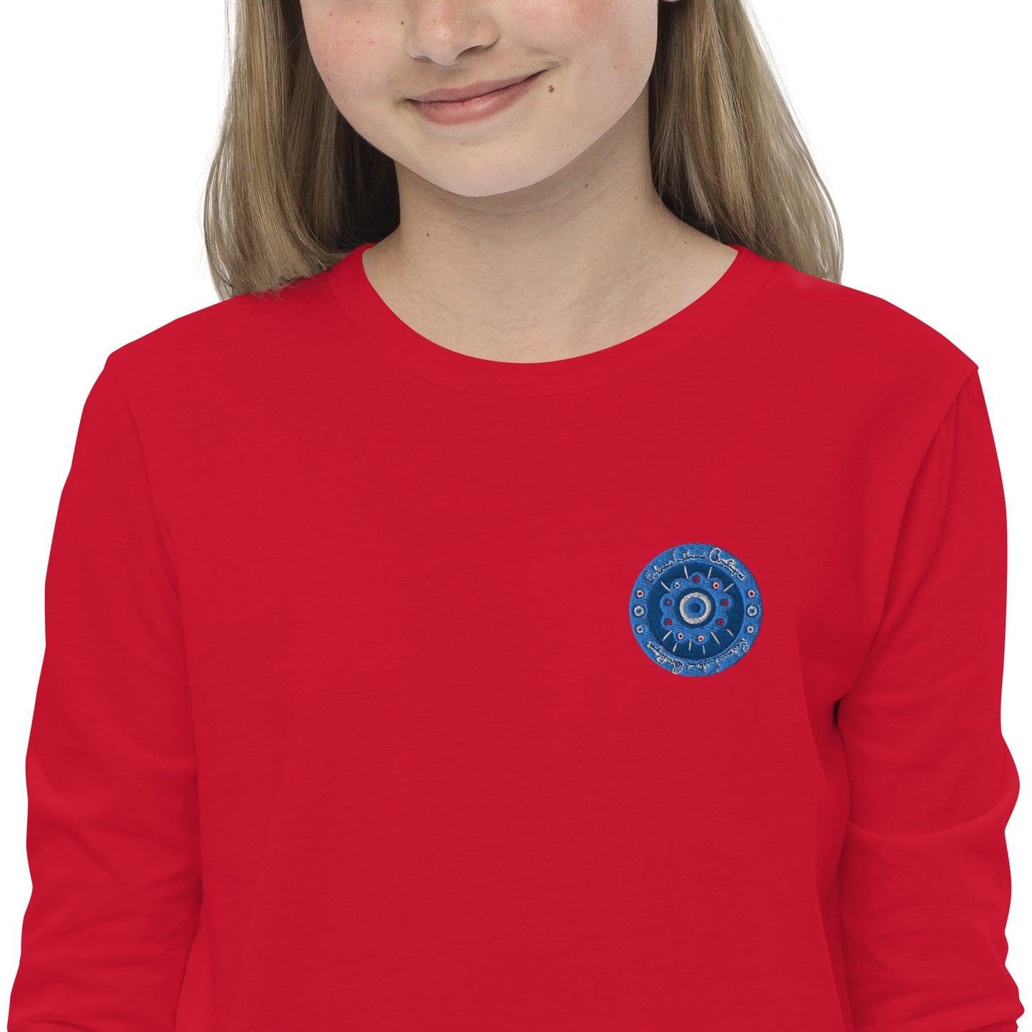 Evil Eye Flower Embroidery Youth Long Sleeve