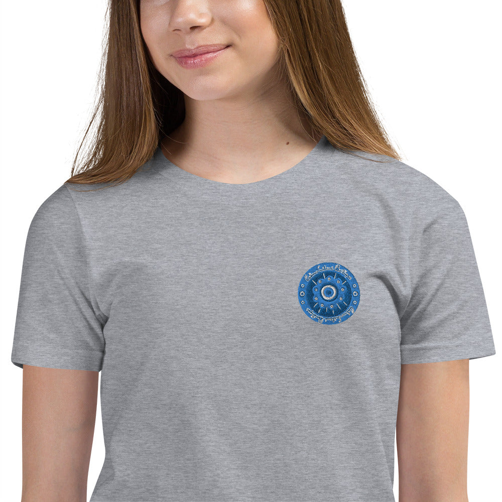 Evil Eye Flower Embroidery Youth T-Shirt