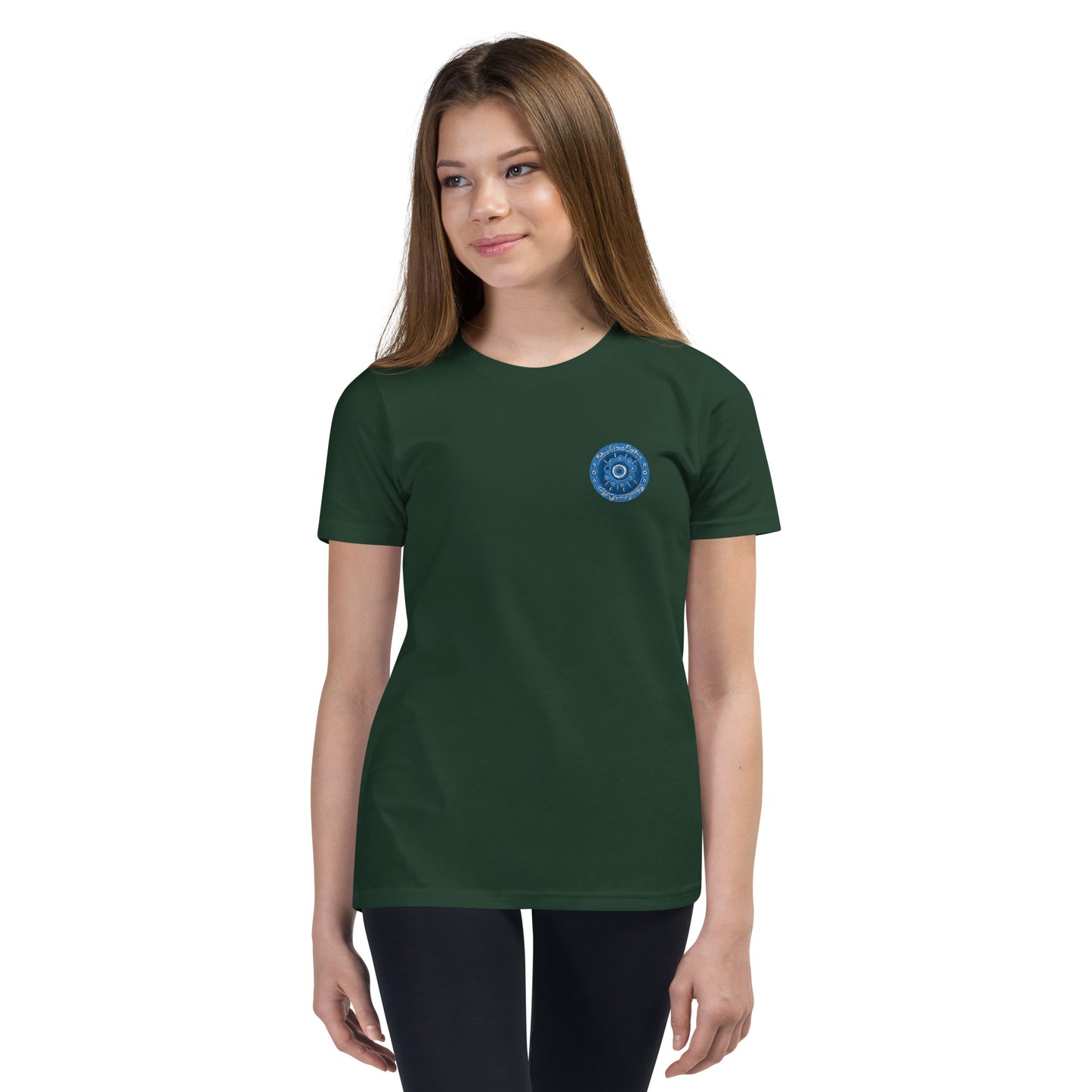 Evil Eye Flower Embroidery Youth T-Shirt