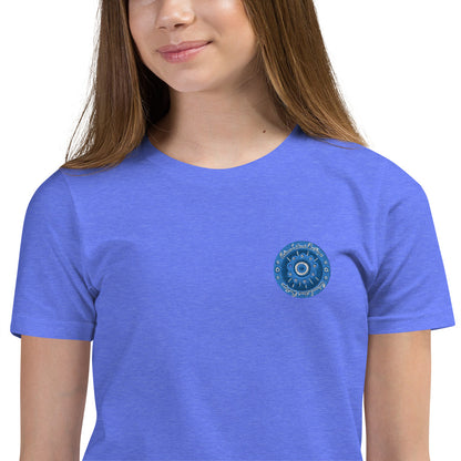 Evil Eye Flower Embroidery Youth T-Shirt