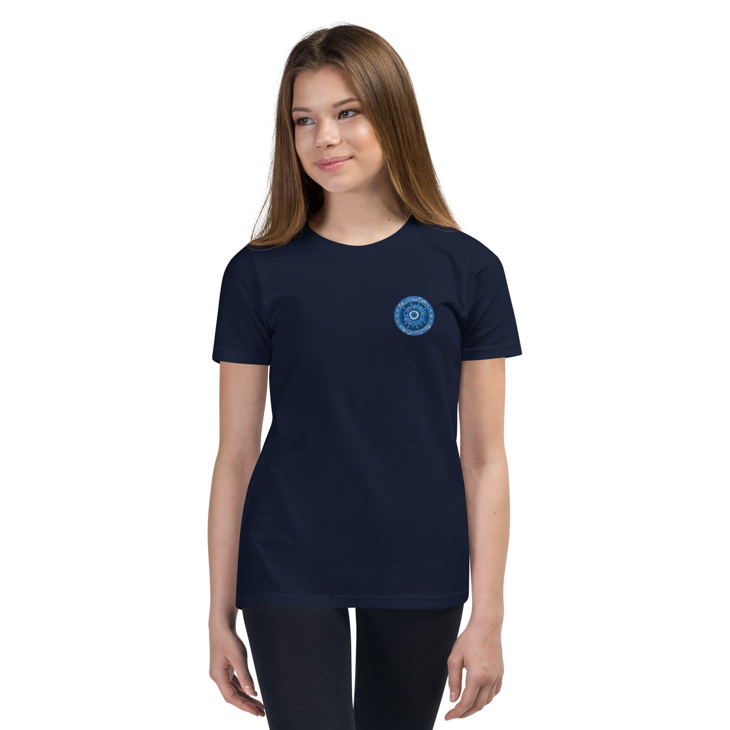 Evil Eye Flower Embroidery Youth T-Shirt