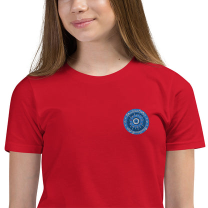 Evil Eye Flower Embroidery Youth T-Shirt