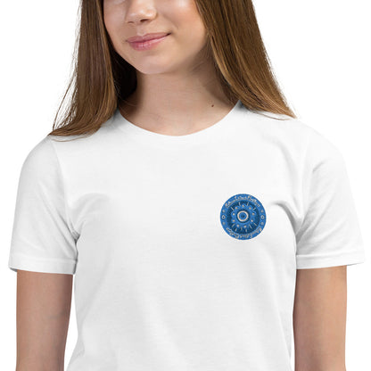 Evil Eye Flower Embroidery Youth T-Shirt